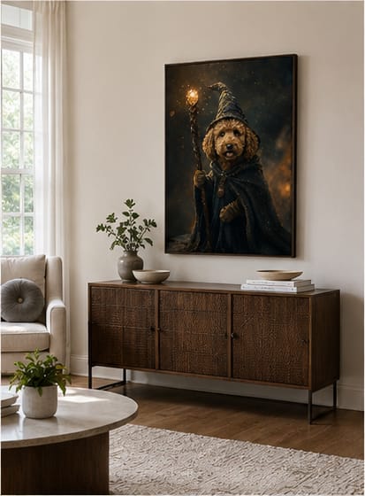 Customer photo review of Custom Magical Wizard Pet Portrait Canvas Wall Art