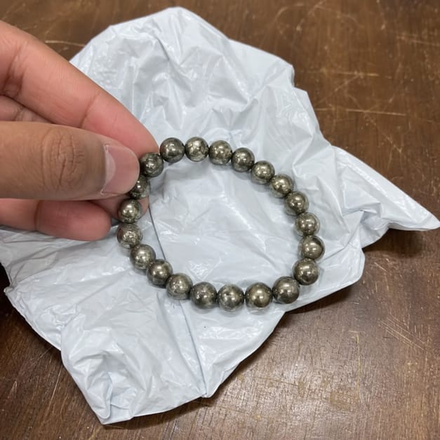 Customer photo review of Pyrite Bracelet – Natural Prosperity & Confidence Gemstone Bracelet