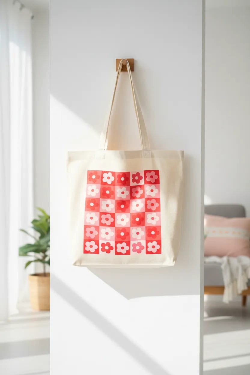 Customer photo review of Wrapzy Checkerboard Daisy Tote Bag