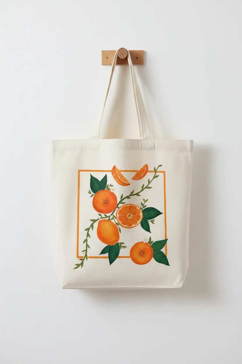 Customer photo review of Wrapzy Orange Botanical Tote Bag