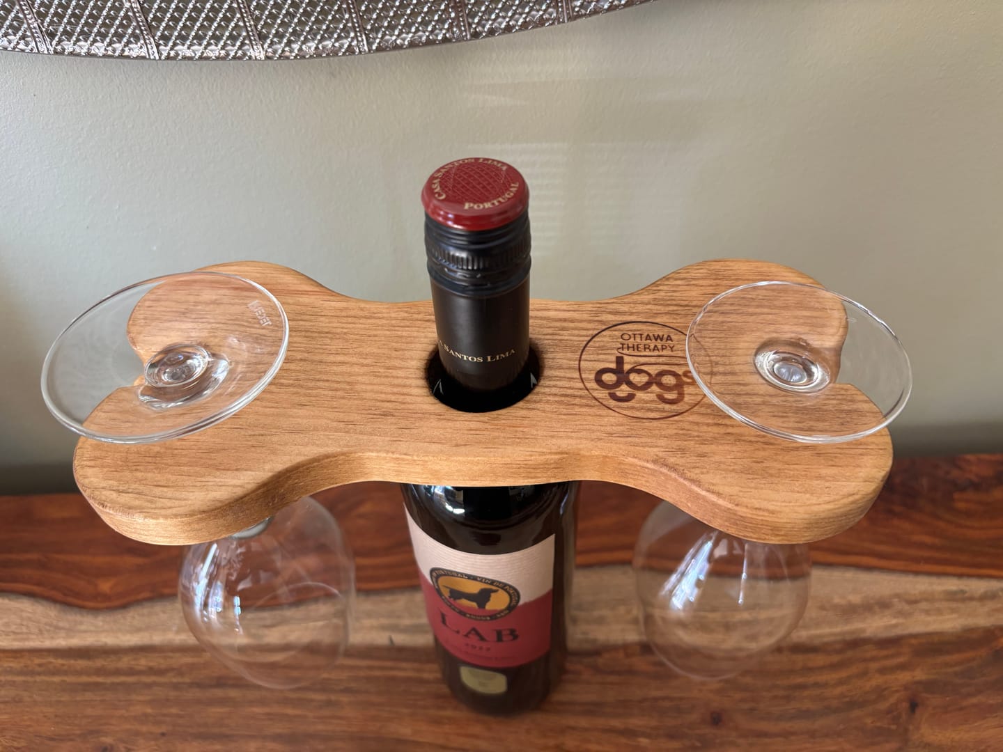 Customer photo review of 9.5x4.5" Dog Bone Wine Caddy 6 Acrylic Router Template