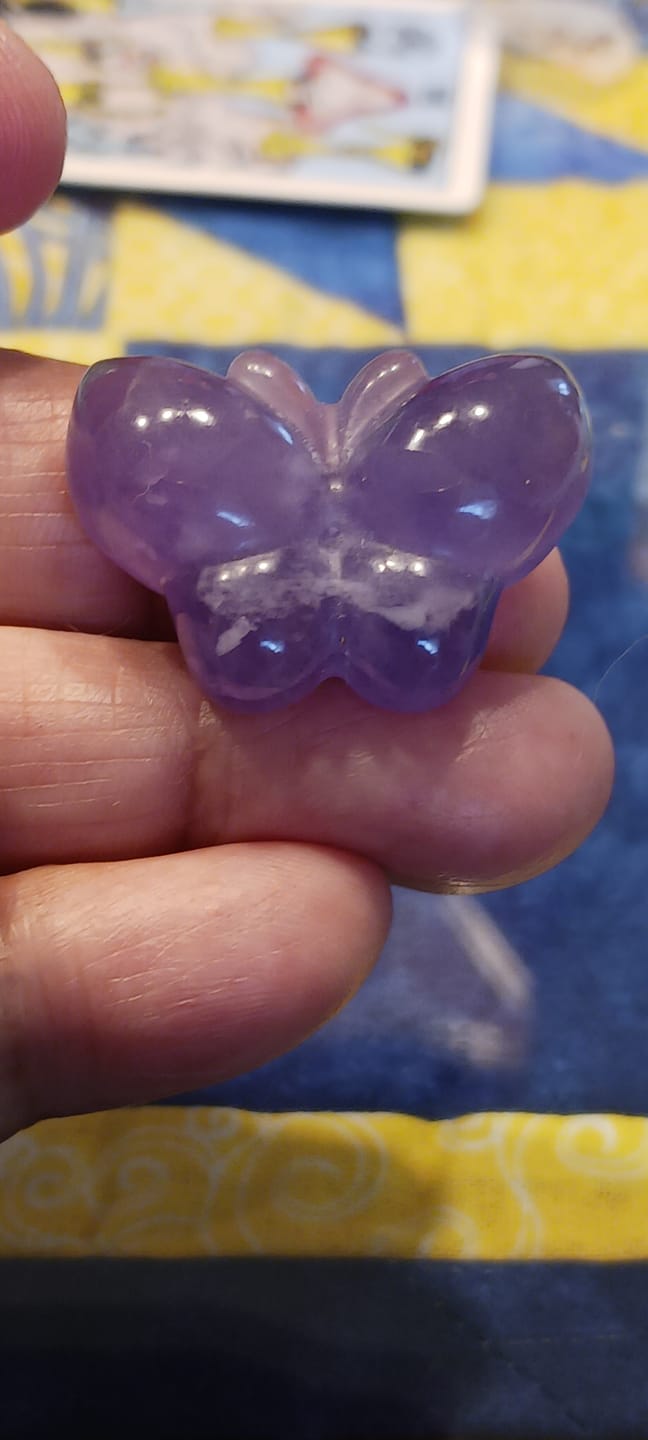 Customer photo review of Natural Crystal Fluorite Mini Butterfly Carving
