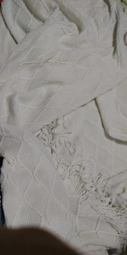 Customer photo review of Cream Wave Knitted Blanket