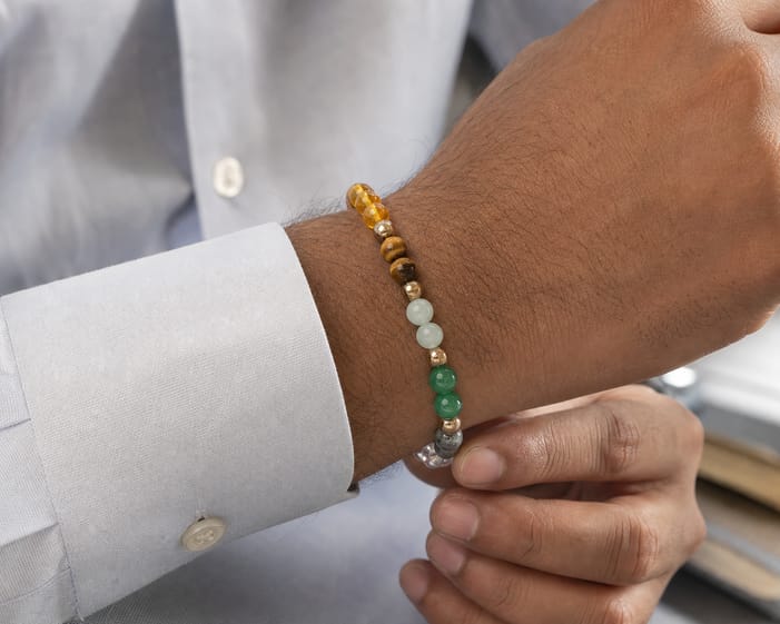 Customer photo review of Dhan Yog Bracelet – Natural Wealth & Prosperity Gemstone Bracelet