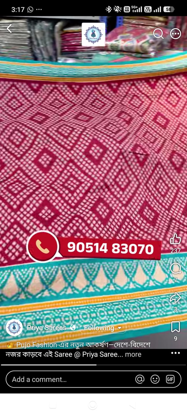 Customer photo review of Red White Tribal Applique Work Saree