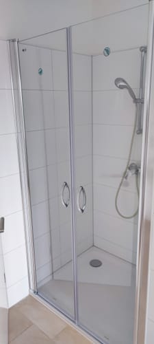 Customer photo review of Duschtür Nische mit Pendeltür, Duschkabine Nischentür Dusche - Klarglas