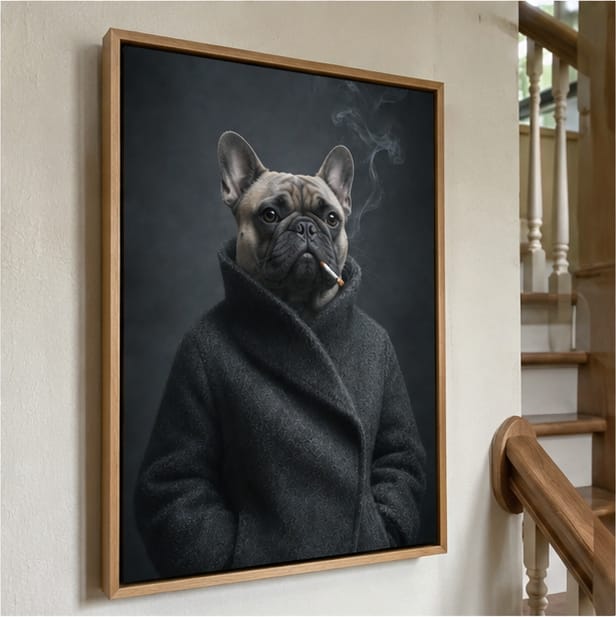 Customer photo review of Custom Moody Gray Cat Portrait Canvas Wall Art