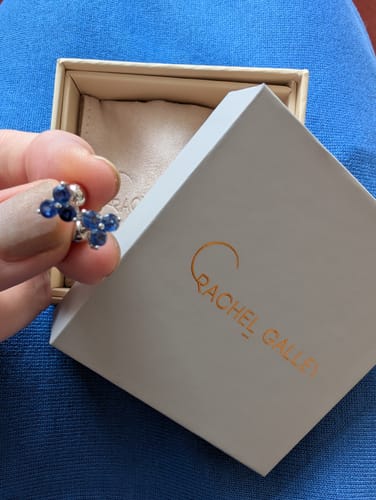 Customer photo review of Kyanite Trinity Sleep Stud Earrings