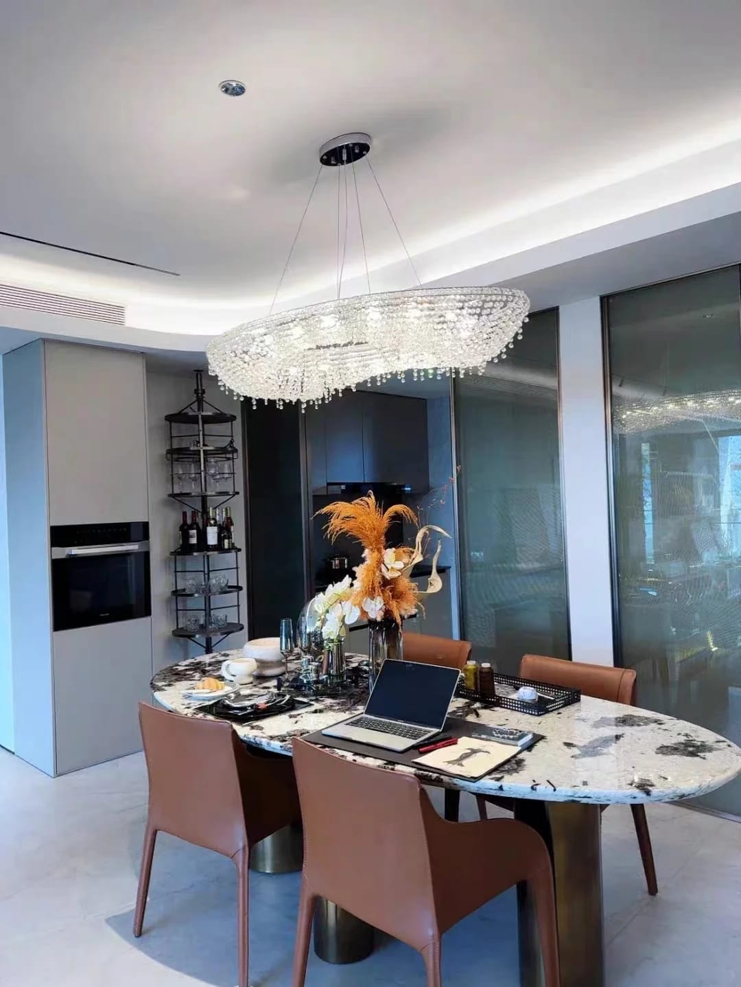 Customer photo review of Gold Crystal Foyer Chandelier