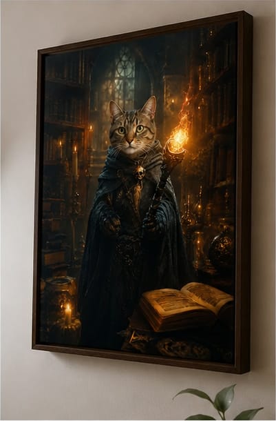 Customer photo review of Custom Dark Wizard Pet Portrait Canvas Wall Art