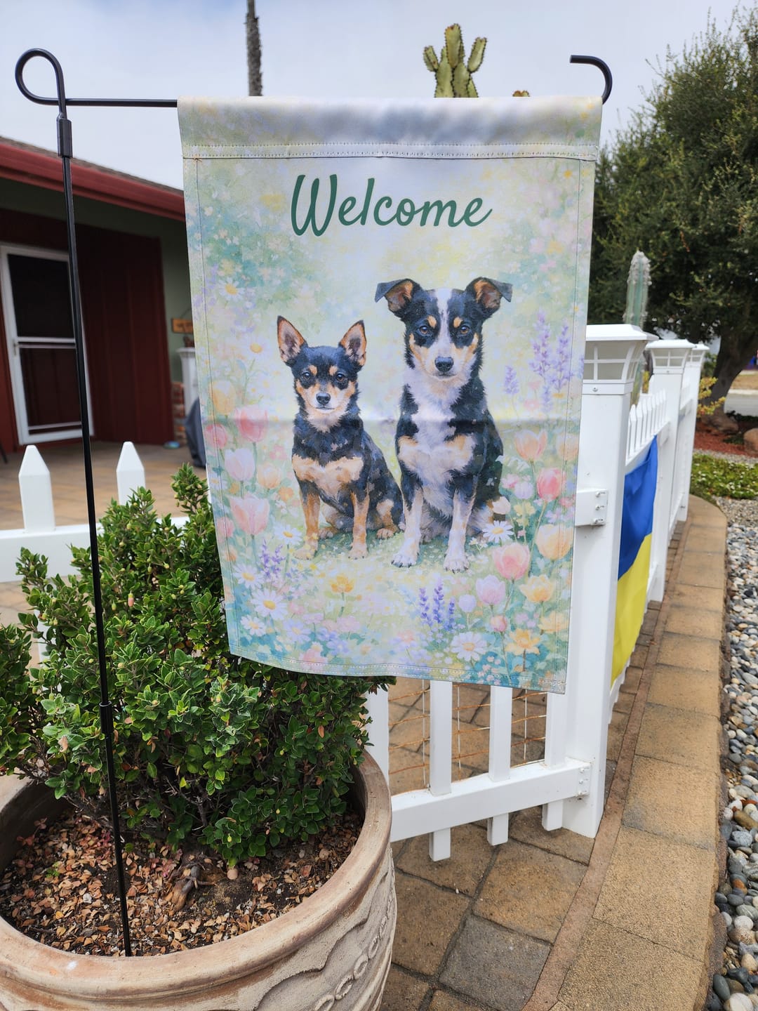 Customer photo review of Welcome Watercolor - Personalized Garden Flag