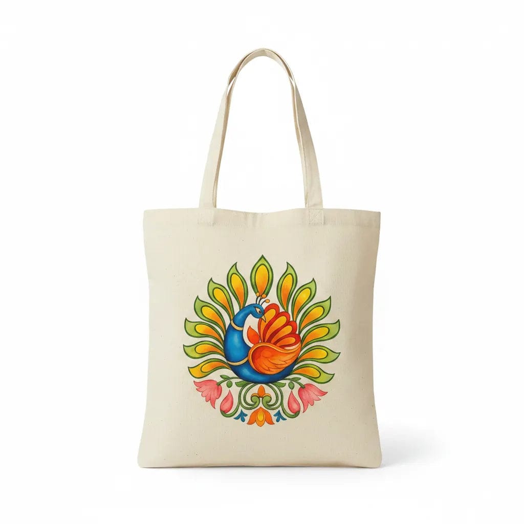 Customer photo review of Wrapzy Kerala Mural Peacock Tote Bag