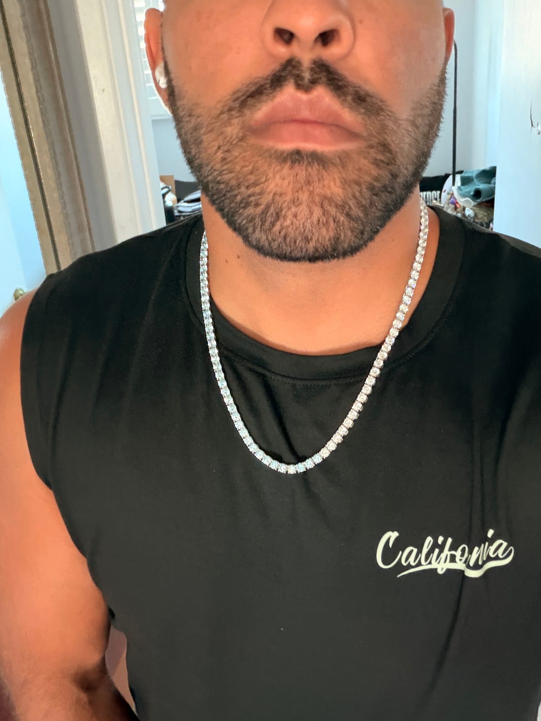 Customer photo review of 5mm Moissanite Pale Blue & White Tennis Chain - Silver - D COLOR - VVS1
