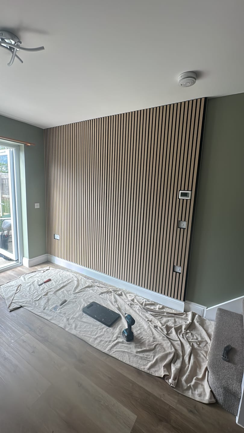 Customer photo review of Acoustic Slat Wall Panels Wooden Decorative Wall Panels Natural Oak Premium 2.4m x 0.6m