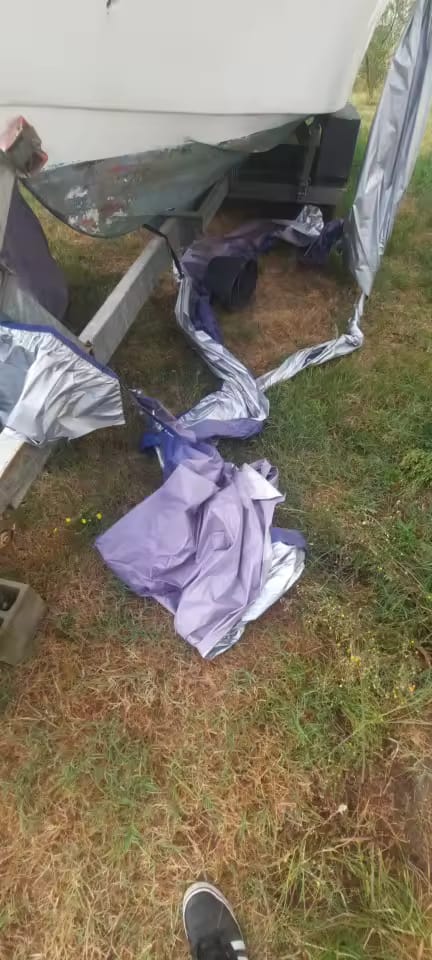Customer photo review of Heavy Duty Waterproof Boat Cover for V-Hull Fishing & Ski Boats