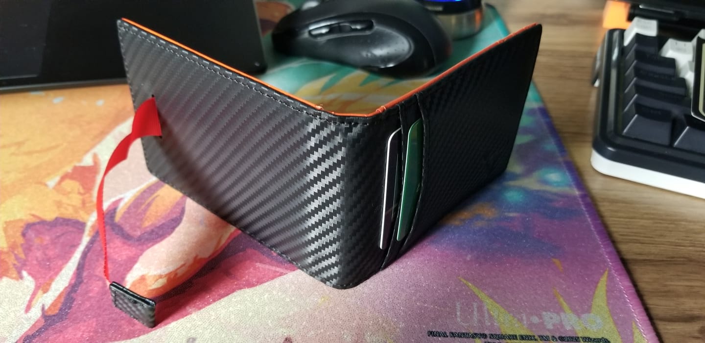 Customer photo review of Geneva Black & Orange Leather Wallet