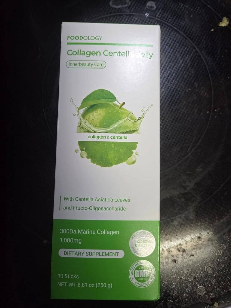 Customer photo review of FOODOLOGY Collagen Centella Jelly (Green Apple) – Collagen Peptide with PDRN – Biotin, Vitamin A & E for Skin Glow, Hair & Nails – 10 Sticks