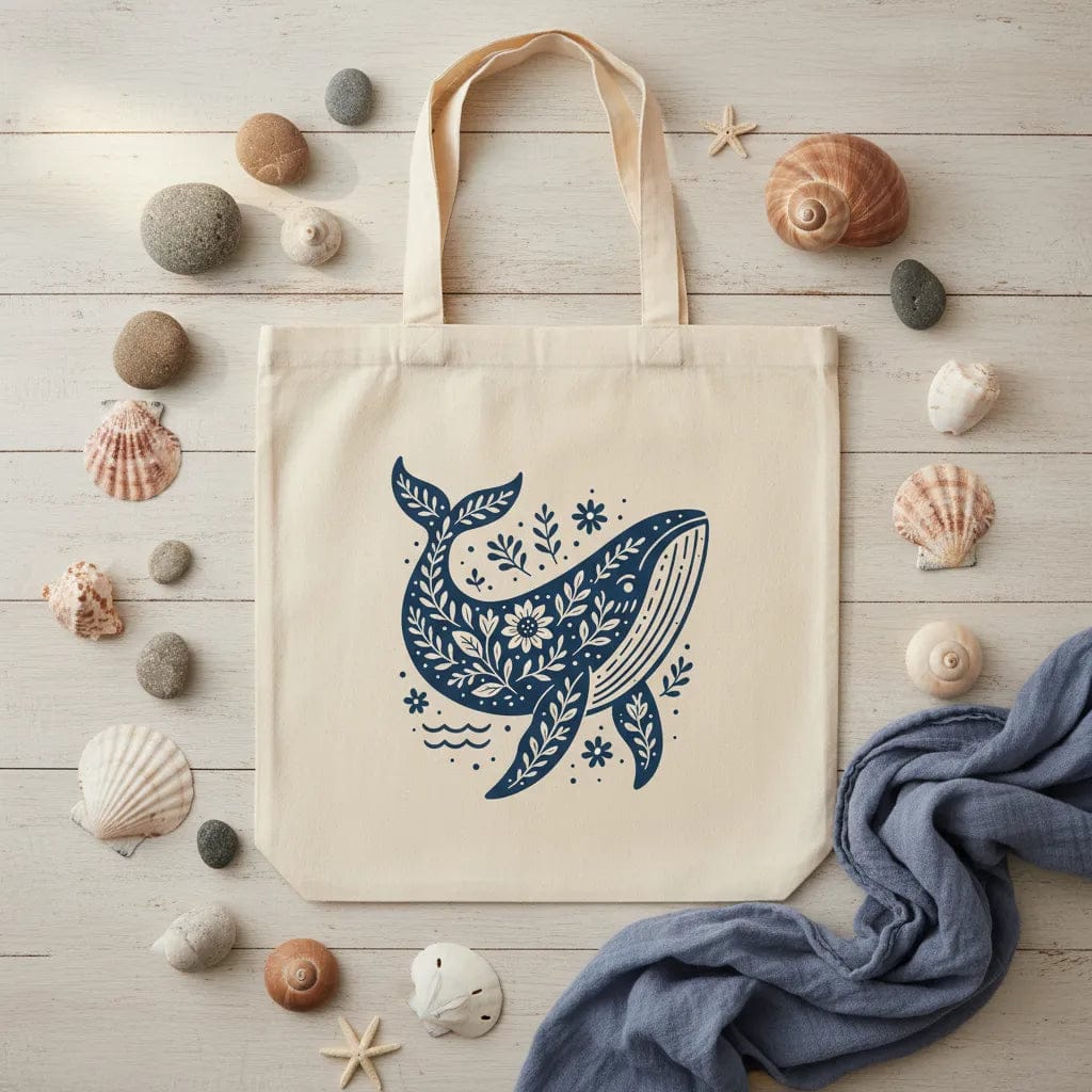 Customer photo review of Wrapzy Floral Whale Tote Bag