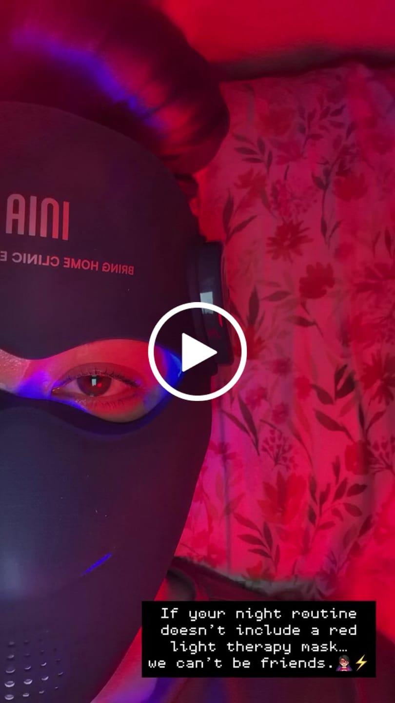 Customer video review of INIA GLOW 4D 940nm Dual NIR Wireless LED Mask