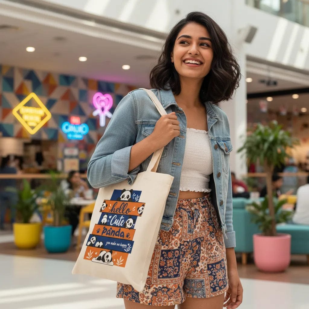 Customer photo review of Wrapzy Panda Canvas Tote Bag