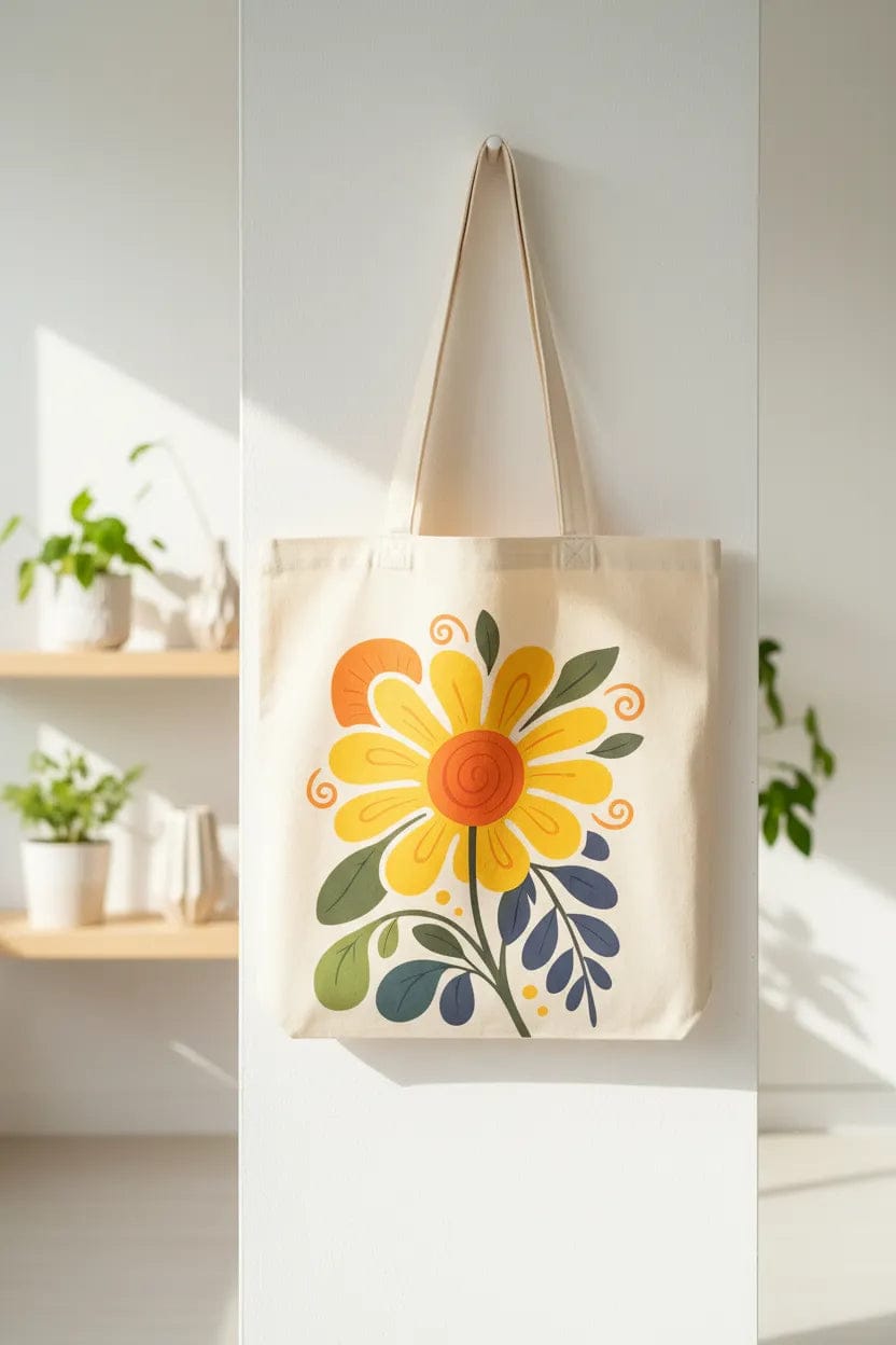 Customer photo review of Wrapzy Folk Art Sunflower Tote Bag