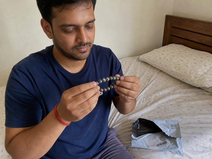 Customer photo review of Pyrite Bracelet – Natural Prosperity & Confidence Gemstone Bracelet