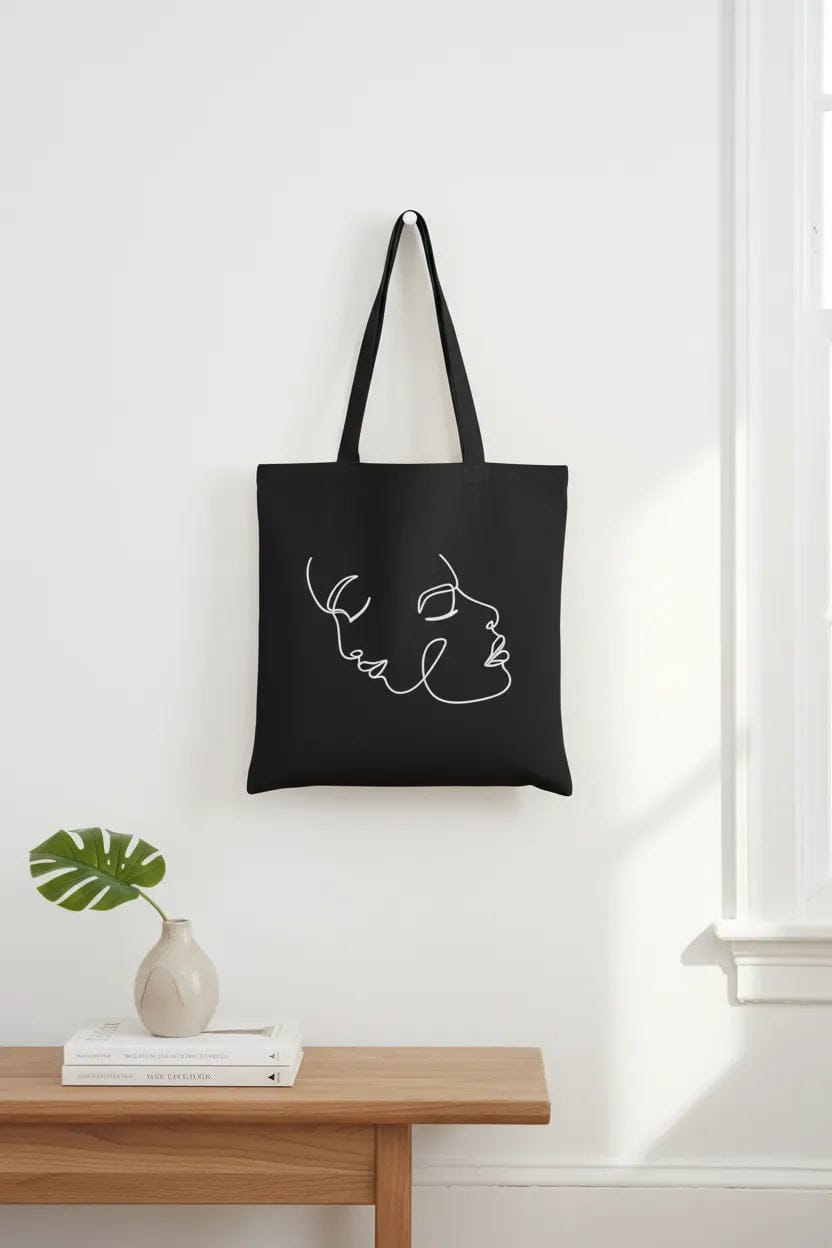 Customer photo review of Wrapzy One Line Art Face Tote Bag