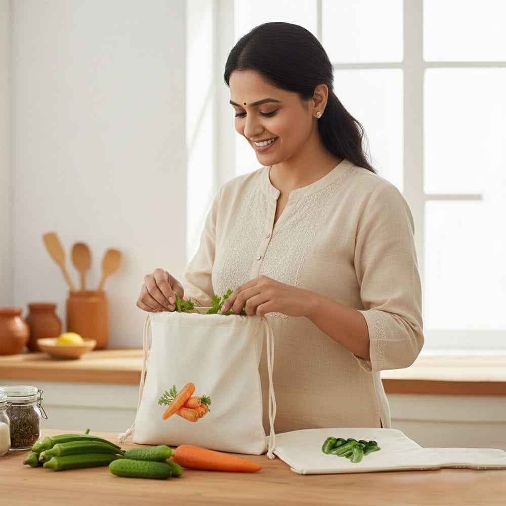 Customer photo review of Wrapzy Cotton Mesh Vegetable Bags