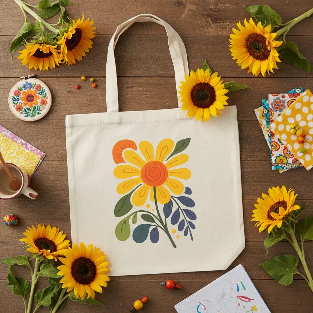 Customer photo review of Wrapzy Folk Art Sunflower Tote Bag