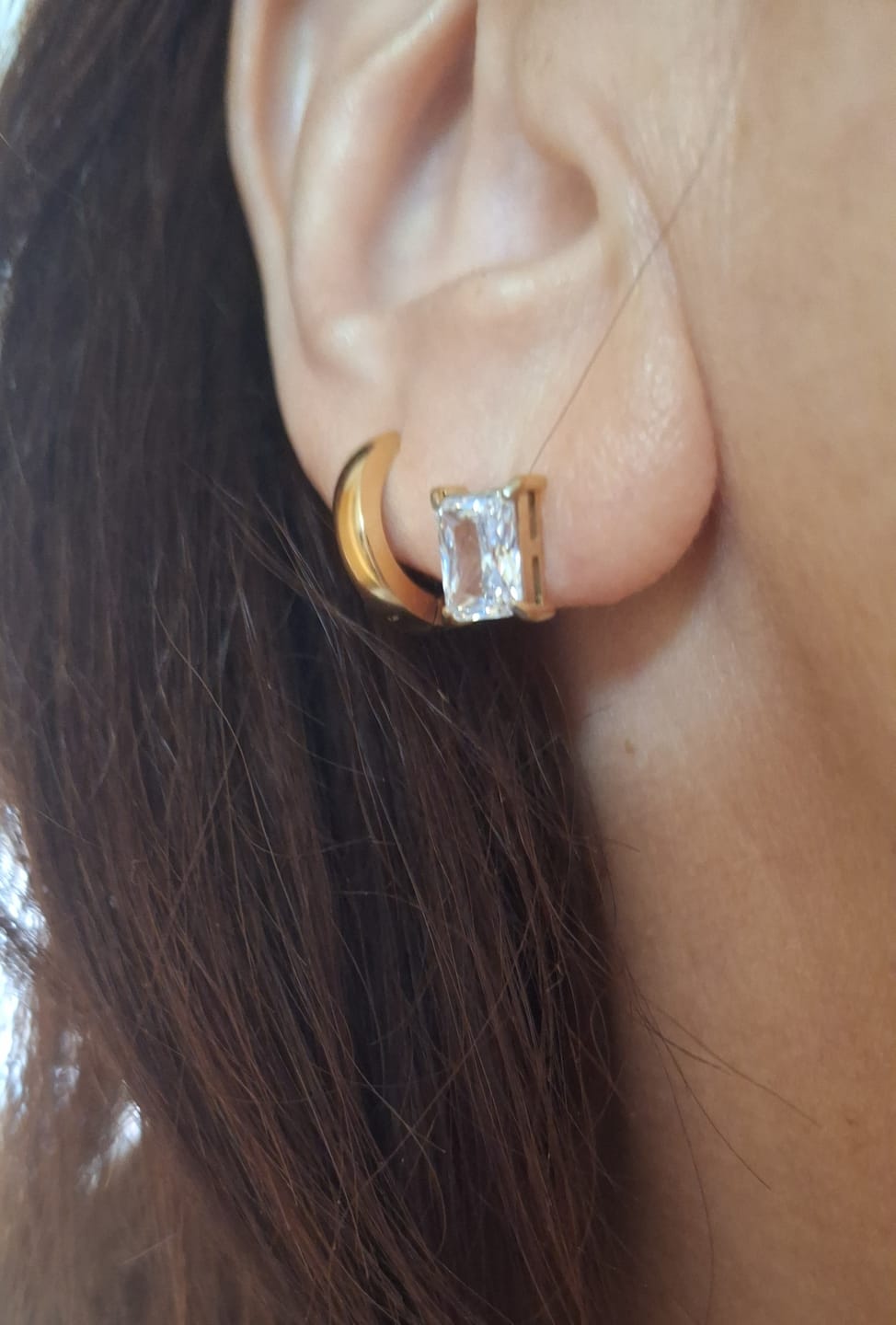 Customer photo review of Bold Emerald Solitaire Earrings