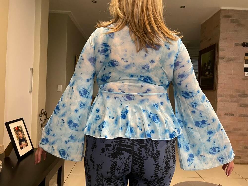 Customer photo review of Ninonine "Elowen" | Floral Mesh Bow-Front Peplum Top