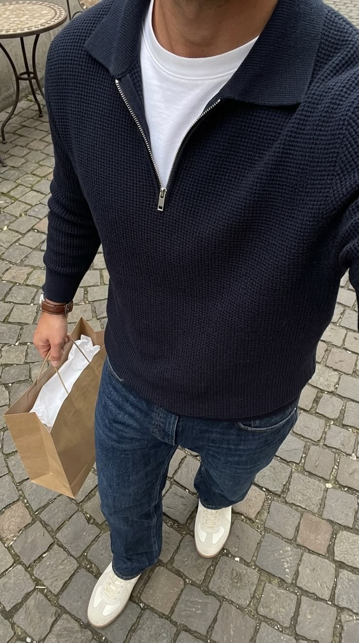 Customer photo review of Luxury Ribbed Half Zip