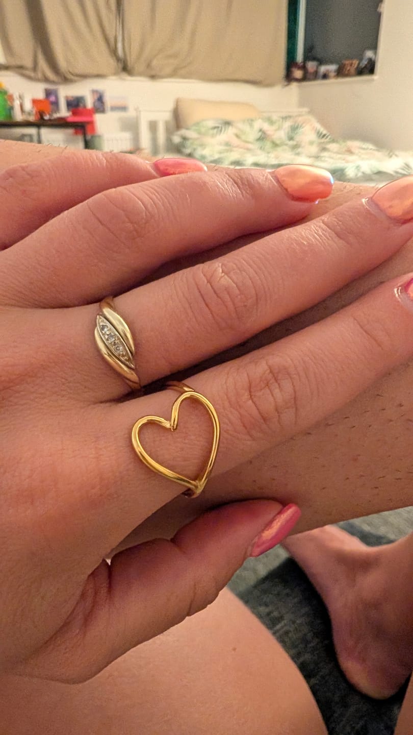 Customer photo review of Melted Gold Heart Ring