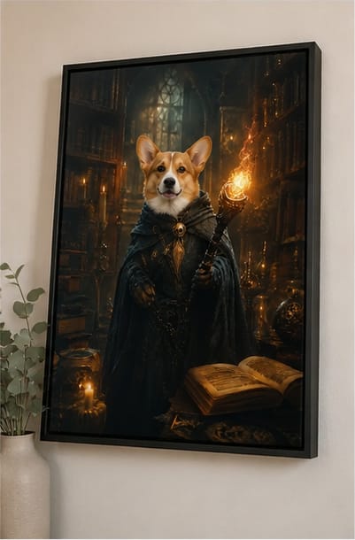Customer photo review of Custom Dark Wizard Pet Portrait Canvas Wall Art