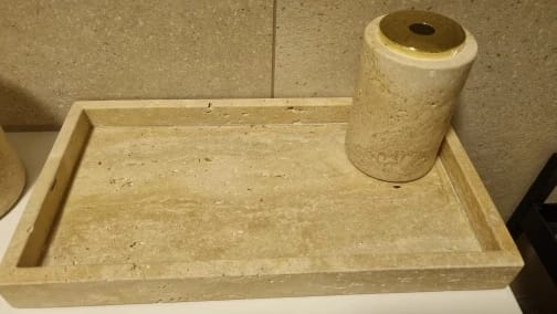 Customer photo review of Beige Travertine Bathroom Accessories Set