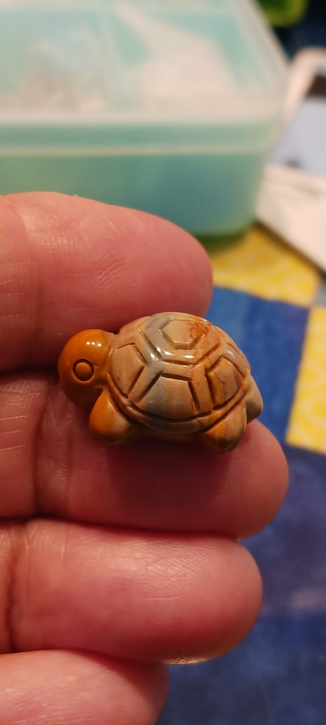 Customer photo review of Natural Crystal Alashan Agate Turtle Carving