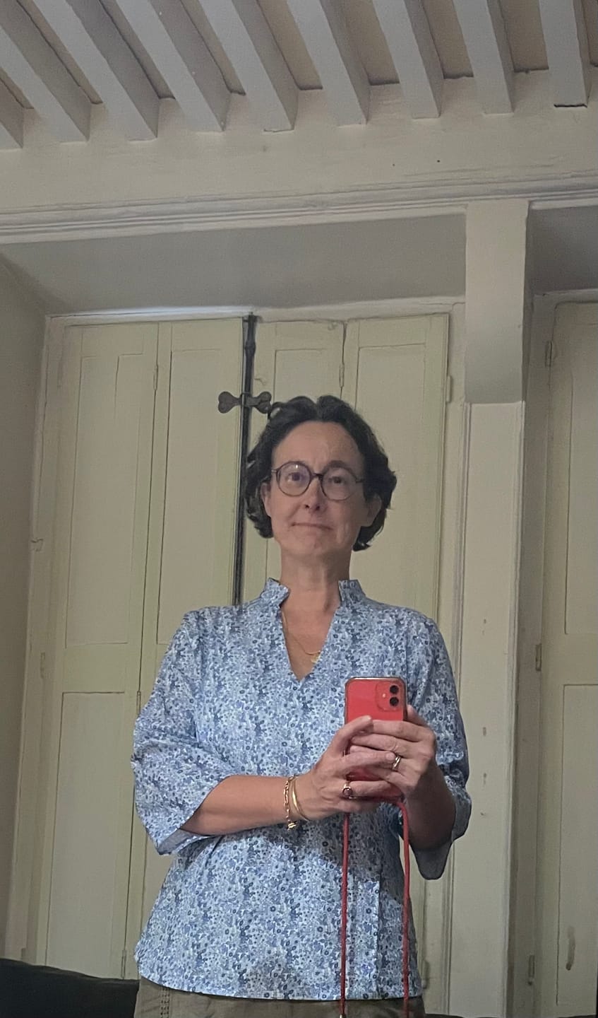 Customer photo review of Blouse Madeleine – Coton Hortensia bleu