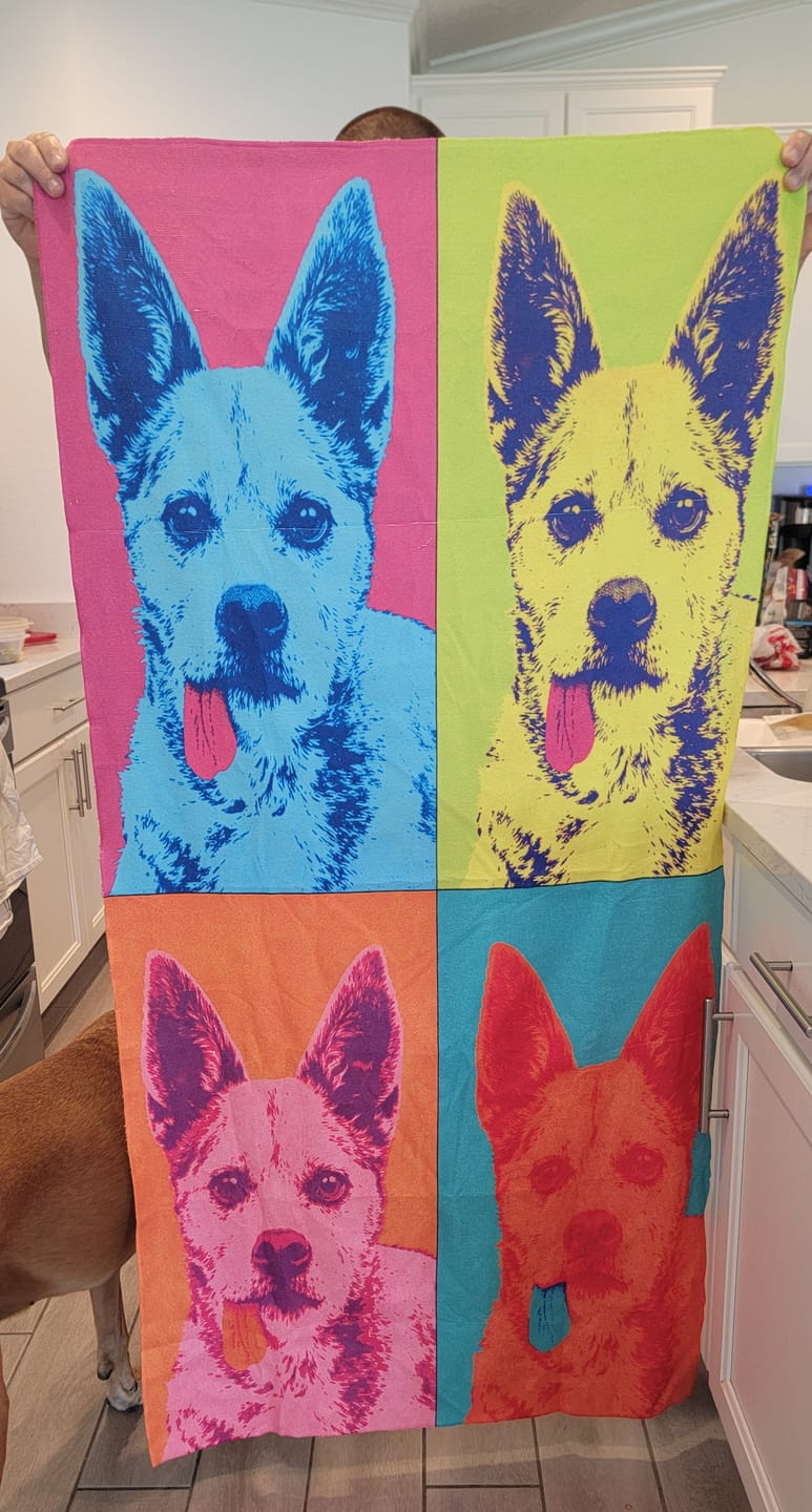 Customer photo review of Color Squares – Personalized Towel
