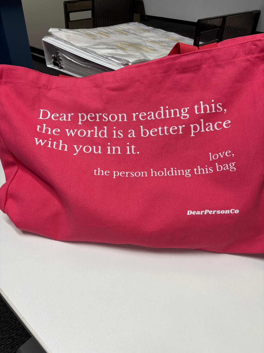 Customer photo review of The 'Dear Person' Classic Tote Bag