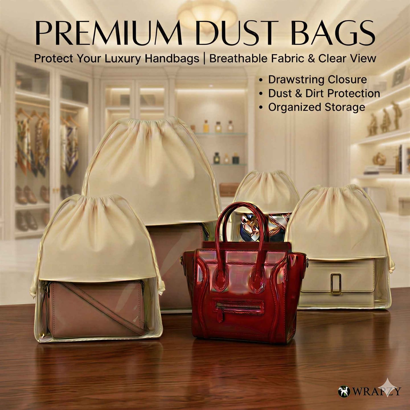 Customer photo review of Wrapzy Cotton Organizer Bags with Clear Window