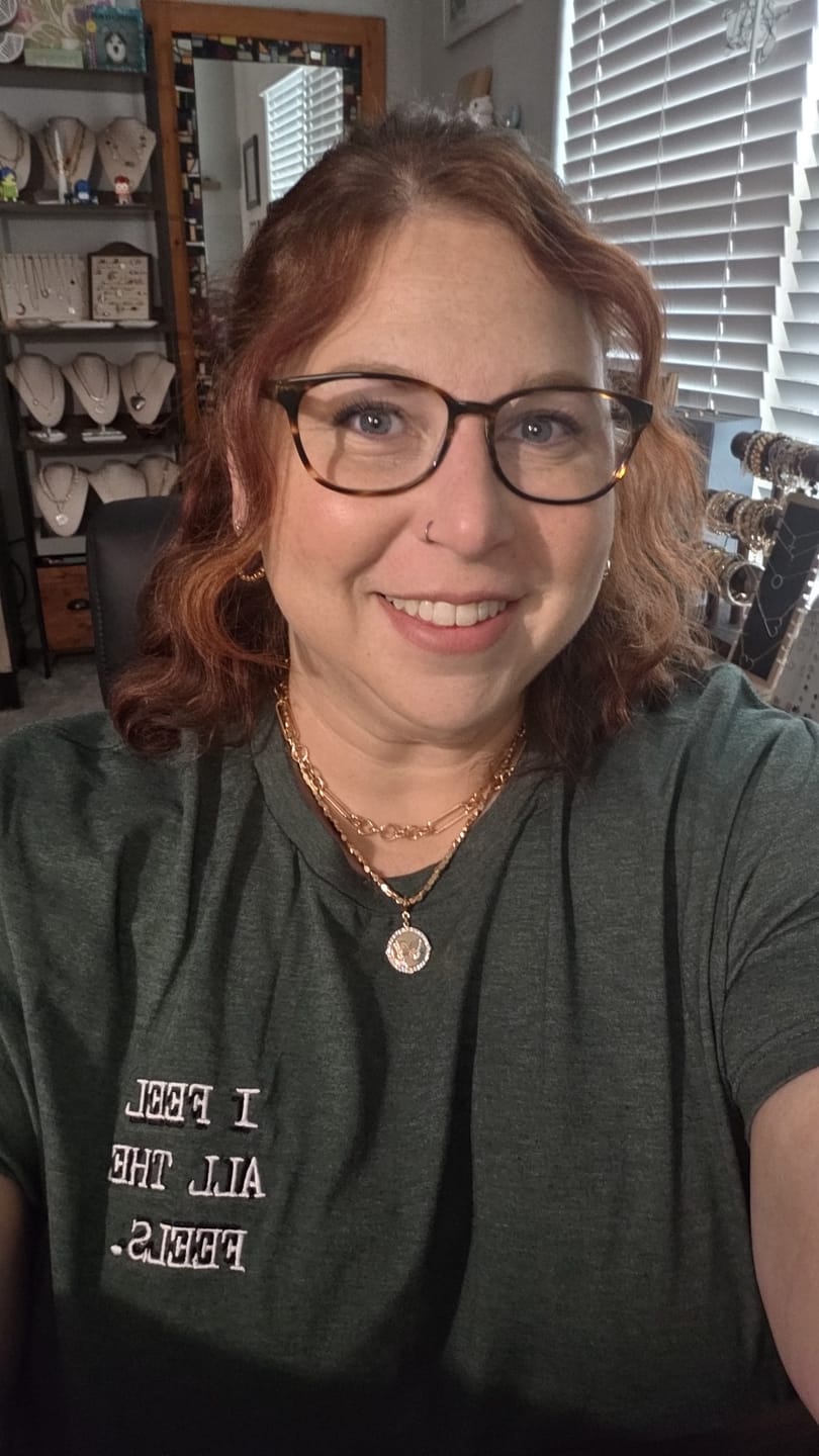 Customer photo review of I Feel All The Feels Embroidered T-Shirt