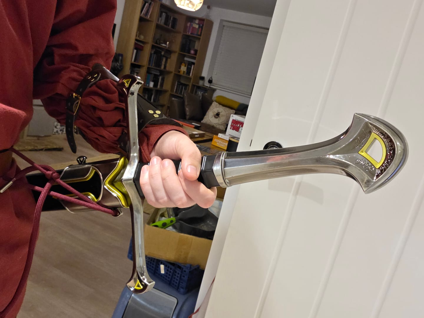 Customer photo review of Lord of the Rings Sword of King Elessar Aragorn Anduril Wooden Cosplay Sword Replica