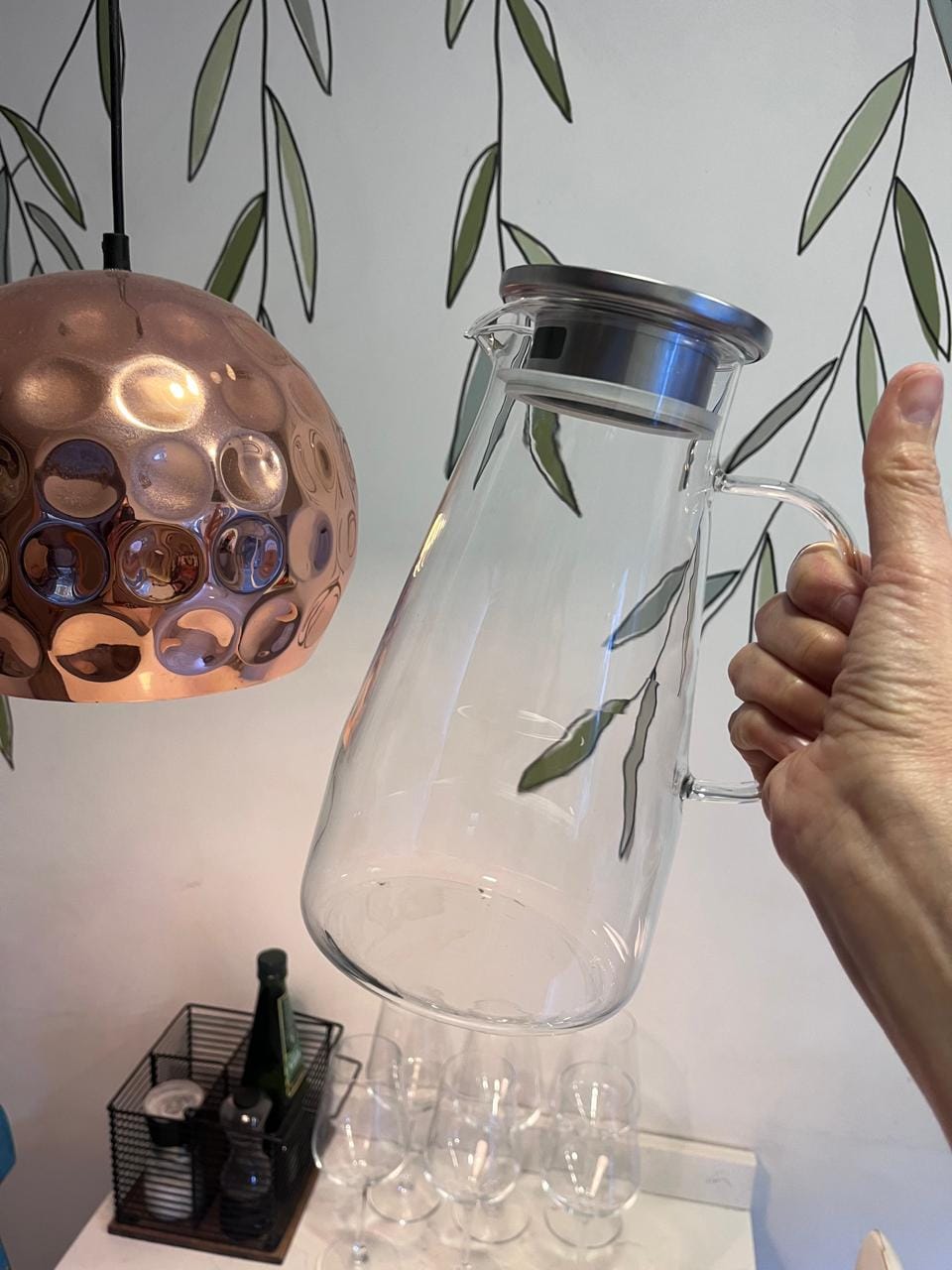 Customer photo review of Jarra De Agua Jugo De Té Helado De Vidrio Con Tapa 1,6 Litro