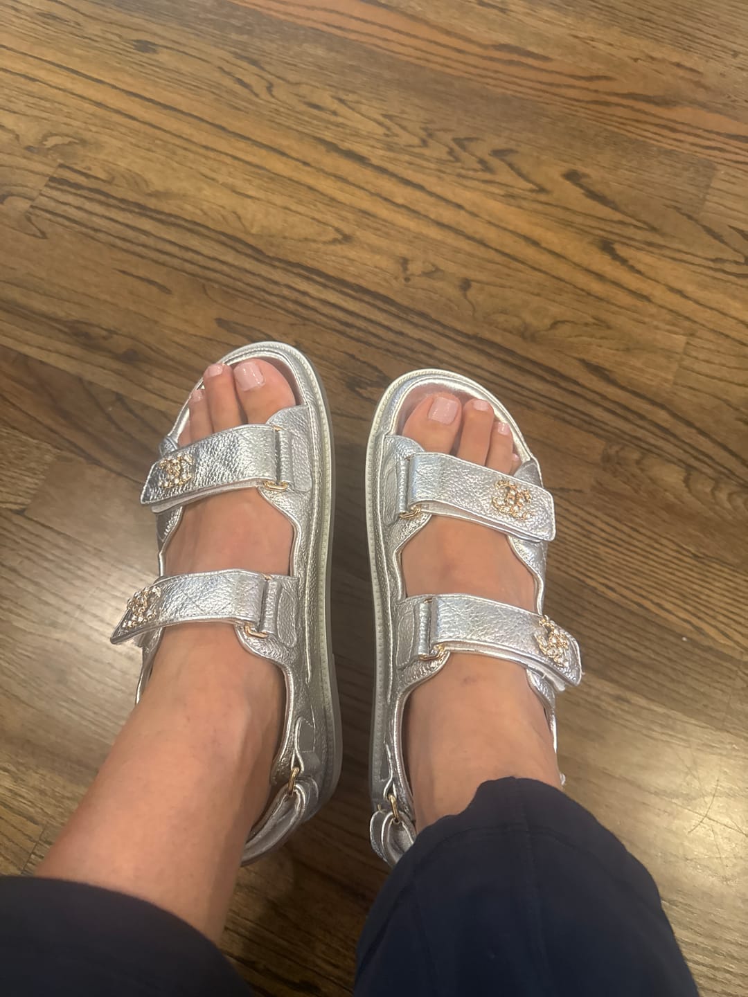 Customer photo review of DAD SANDAL IN SILVER SHEEPSKIN