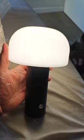 Customer photo review of Sol Cordless Metal Mushroom Table Lamp | Rechargeable Dimmable Bedside Night Light