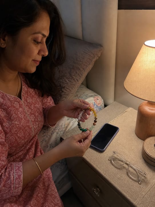 Customer photo review of Dhan Yog Bracelet – Natural Wealth & Prosperity Gemstone Bracelet