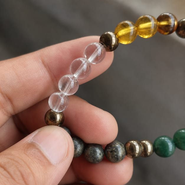 Customer photo review of Dhan Yog Bracelet – Natural Wealth & Prosperity Gemstone Bracelet