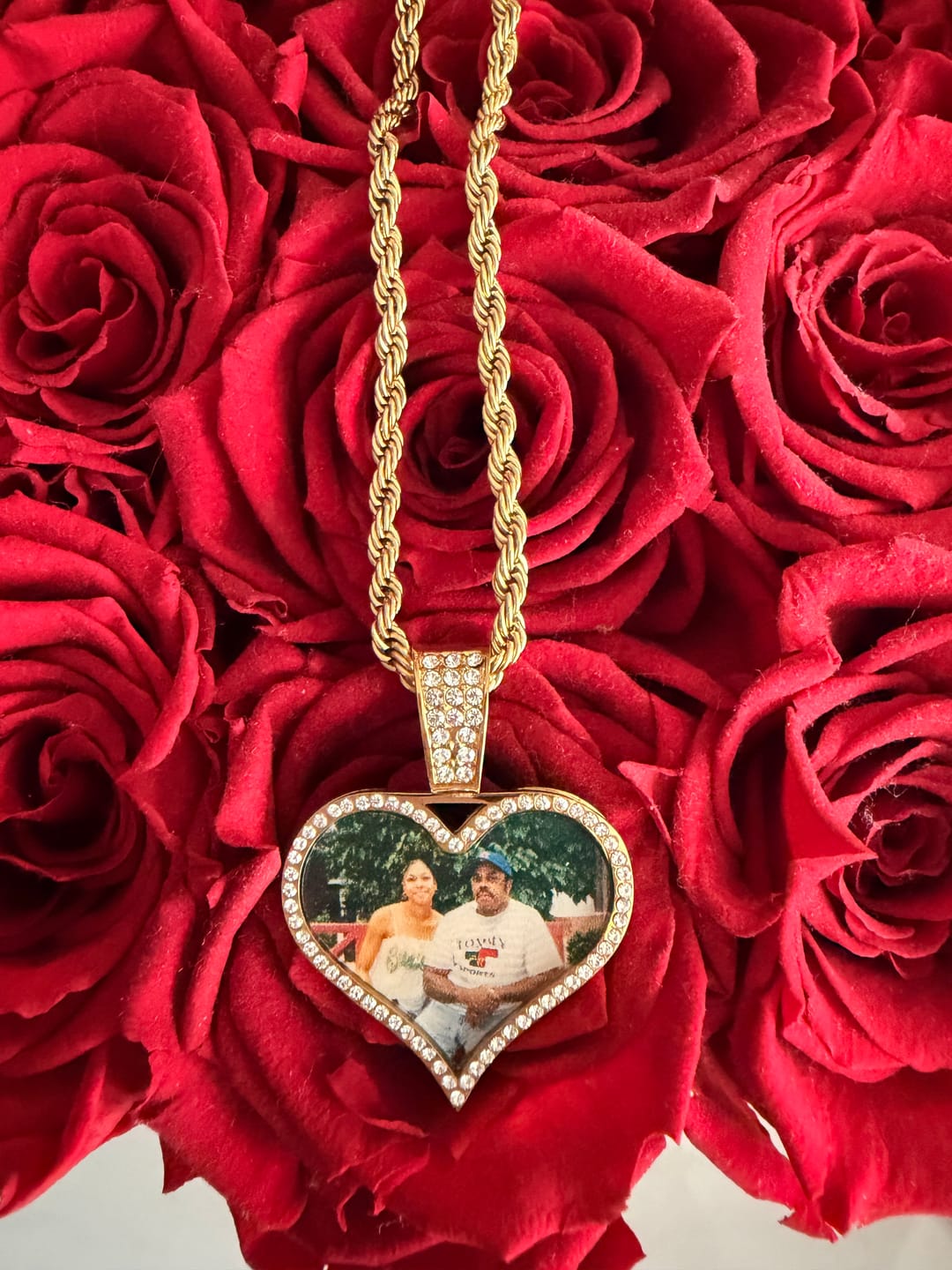 Customer photo review of Iced Photo Pendant w/ Rope Chain
