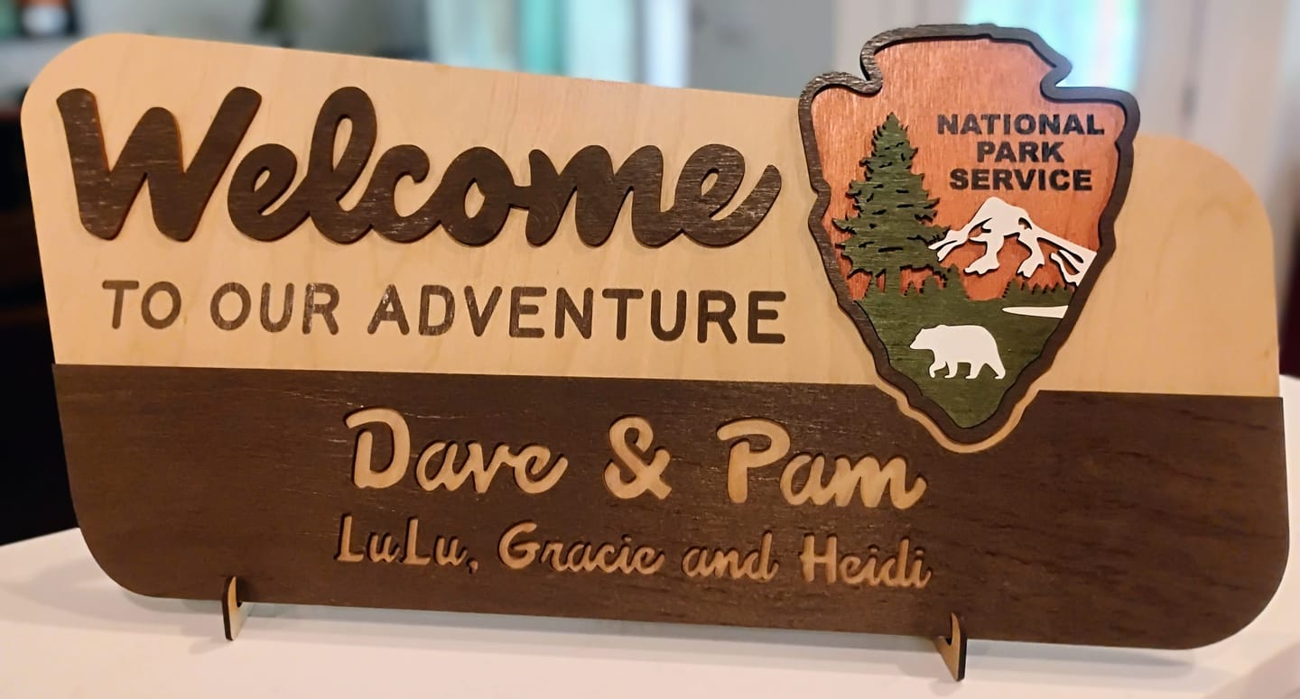 Customer photo review of 3D National Park Service Family Name Welcome Sign (Bear Design)