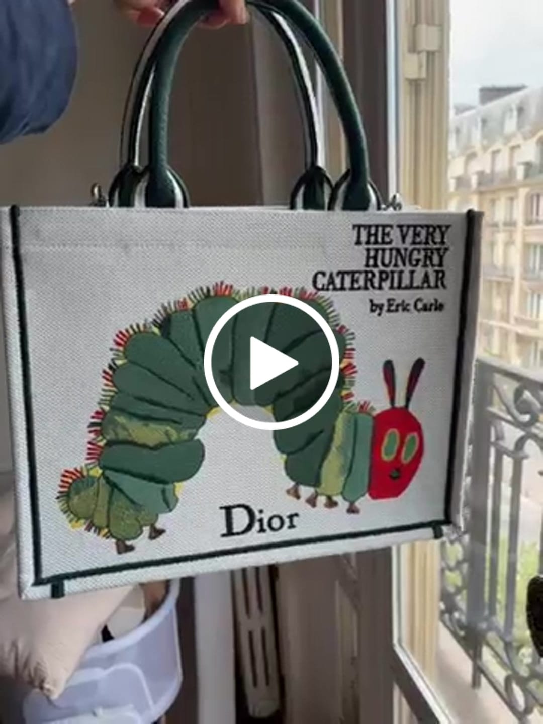 Customer video review of Dior 2026 "The Very Hungry Caterpillar" Book Tote Bag Canvas 289518